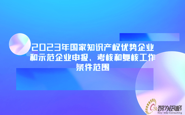 2023年國(guó)家知識(shí)產(chǎn)權(quán)優(yōu)勢(shì)企業(yè)和示范企業(yè)申報(bào)、考核和復(fù)核工作條件范圍