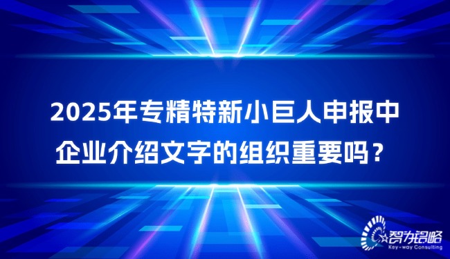 2025年專精特新小巨人申報中企業(yè)介紹文字的組織重要嗎？.jpg